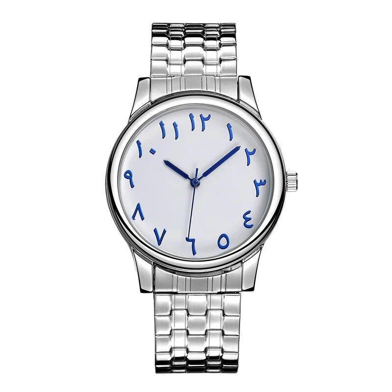 Men Women Watch with Conceptual Numbers Display Dial Simple Quartz Watches Ladies Clock Female Vintage Fashion Reloj Wristwatch