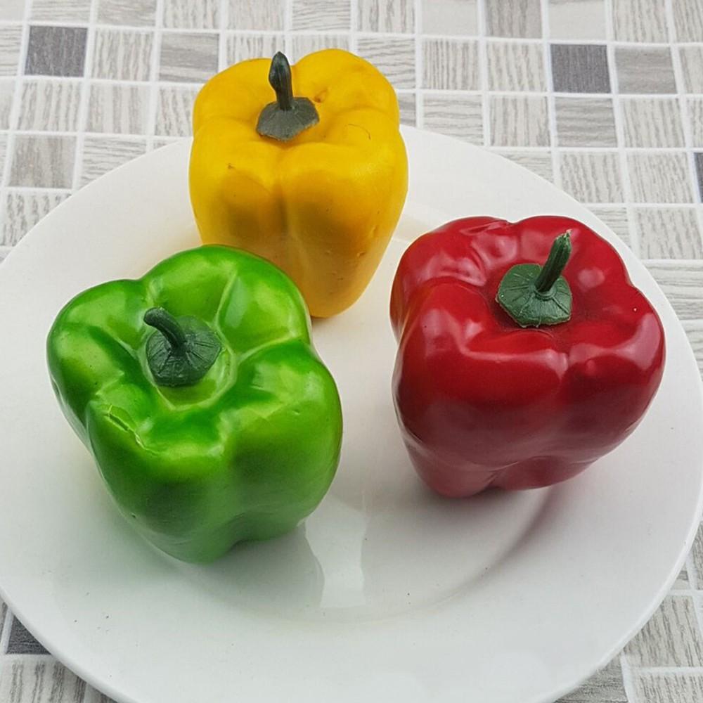 3PCS Realistic Artificial Imitated Peppers Vegetables Decor Restaurants Props