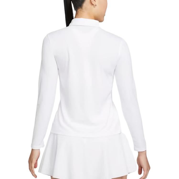 Nike Женская футболка-поло с длинным рукавом Nike Dri-FIT Victory с принтом логотипа, однотонная, белая, DH2317-100