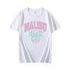 2025 Summer Malibu Beach Print Pattern Men's T-shirt, 100% Pure Cotton Fashionable Street T-shirt, Comfortable Round-neck Top