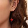 1 Pair Women Hook Earrings Artificial Crystal Red Heart Glitter Pendant Dangle Earrings Jewelry Gift