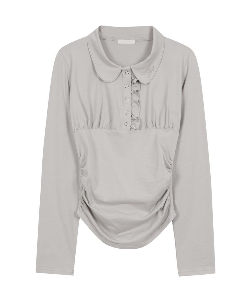 ILLIGO Collared Shirred Top Grey