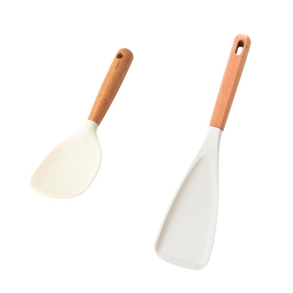 LMETJMA Кулинарная ложка Кухонная силиконовая лопатка-ложка Многофункциональная лопатка Кулинарная ложка Для посуды с антипригарным покрытием Перемешивание Подача