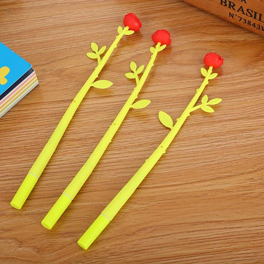 10pcs 0.5mm Creative Stationery Small Fresh Flower Shape Gel Pen Cute Cartoon Rose Office Learning Water-based Signature Pen