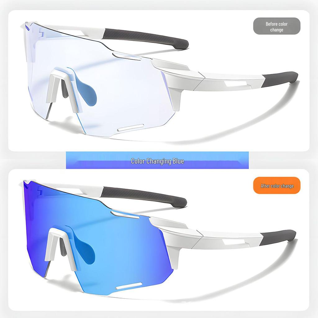 Day-Night Color-Changing Cycling Sunglasses: Trendy, Windproof, Sandproof, Night Vision Sports Glasses for Driving