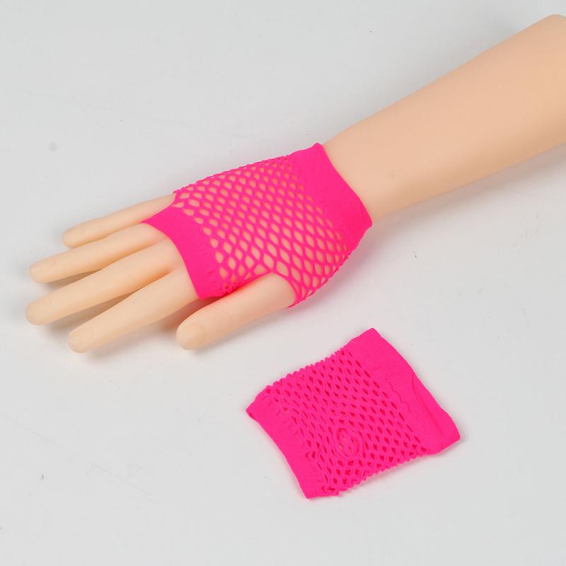 1Pair Womens Short Fishnet Net Gloves Fingerless Mesh Gloves Punk