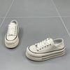 Genuine Leather Two-Way White Shoes Women's Summer New Thick Sole Increased Round Head Leisure Sports All-Matching Board Shoes