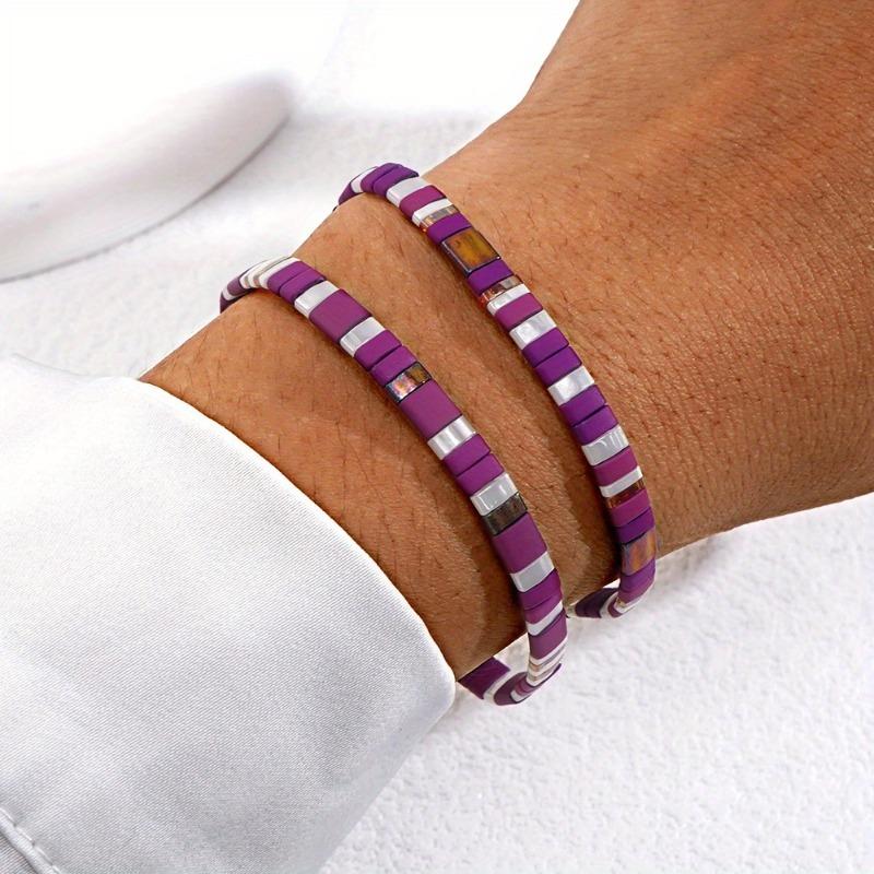 Фиолетово-белый бохо браслет из бисера, Ручная работа, Бижутерия для пляжной вечеринки, Повседневное ношение