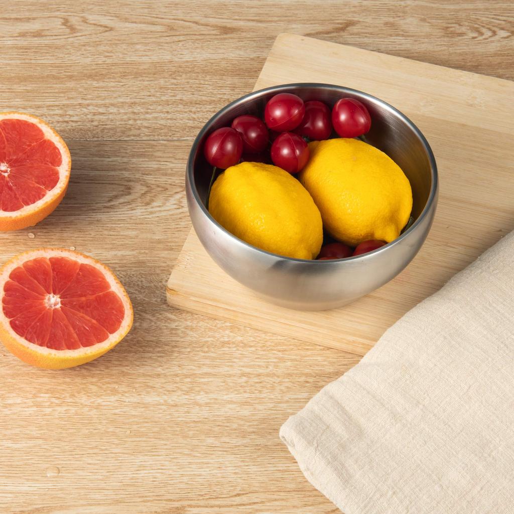 IMEEA Rice Stainless Ramen Noodle Bowls for and Buckwheat Set of Silver Bowls, Steel, Bowls, Udon, Soba, Noodles, Heat-Resistant, Double-Layered,