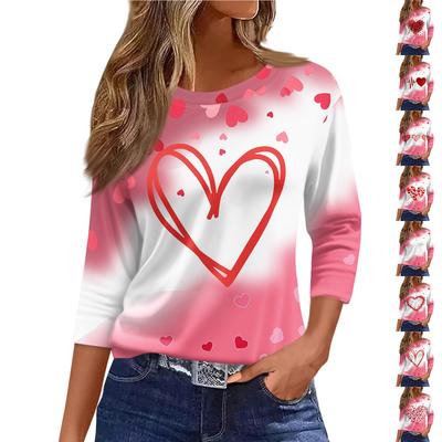 Женская модная повседневная свободная футболка с круглым вырезом и рукавами 3/4 с принтом, женский топ