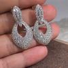 Huitan Bling Bling Silver Color Drop Earrings for Women Temperament Accessories Wedding Engagement Trends Eternity Jewelry