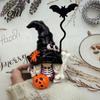 Spiders Bats Pumpkin Figurines Halloween Gnome Figurine, Small Resin Dwarf Table Decoration, Spooky Yard Decoration Bat Skull Statue for Tiered Tray,