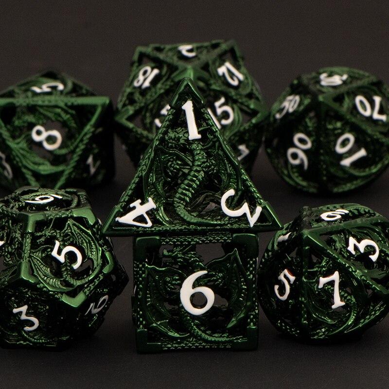 Набор полых металлических кубиков Dnd «Подземелье и кровь дракона» D + D кубики D20 D12 D10 D9 D8 D6 D4 РПГ Медные многогранники Игральные кости для ролевых игр