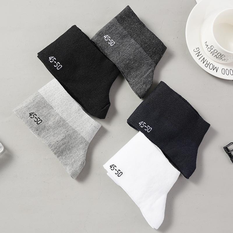 3 Pairs/Lot Plus Size EU38-47 Men's Work Business Casual Black White Socks Thin Mesh Breathable Short Middle Tube Sock