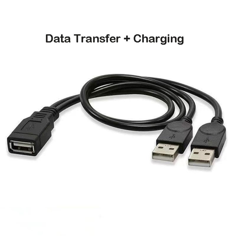Разветвитель USB-кабеля Передача данных Шнур питания 30 см USB 2.0 Двойной female-male Штекер Провод Конвертер Зарядка Удлинительная линия