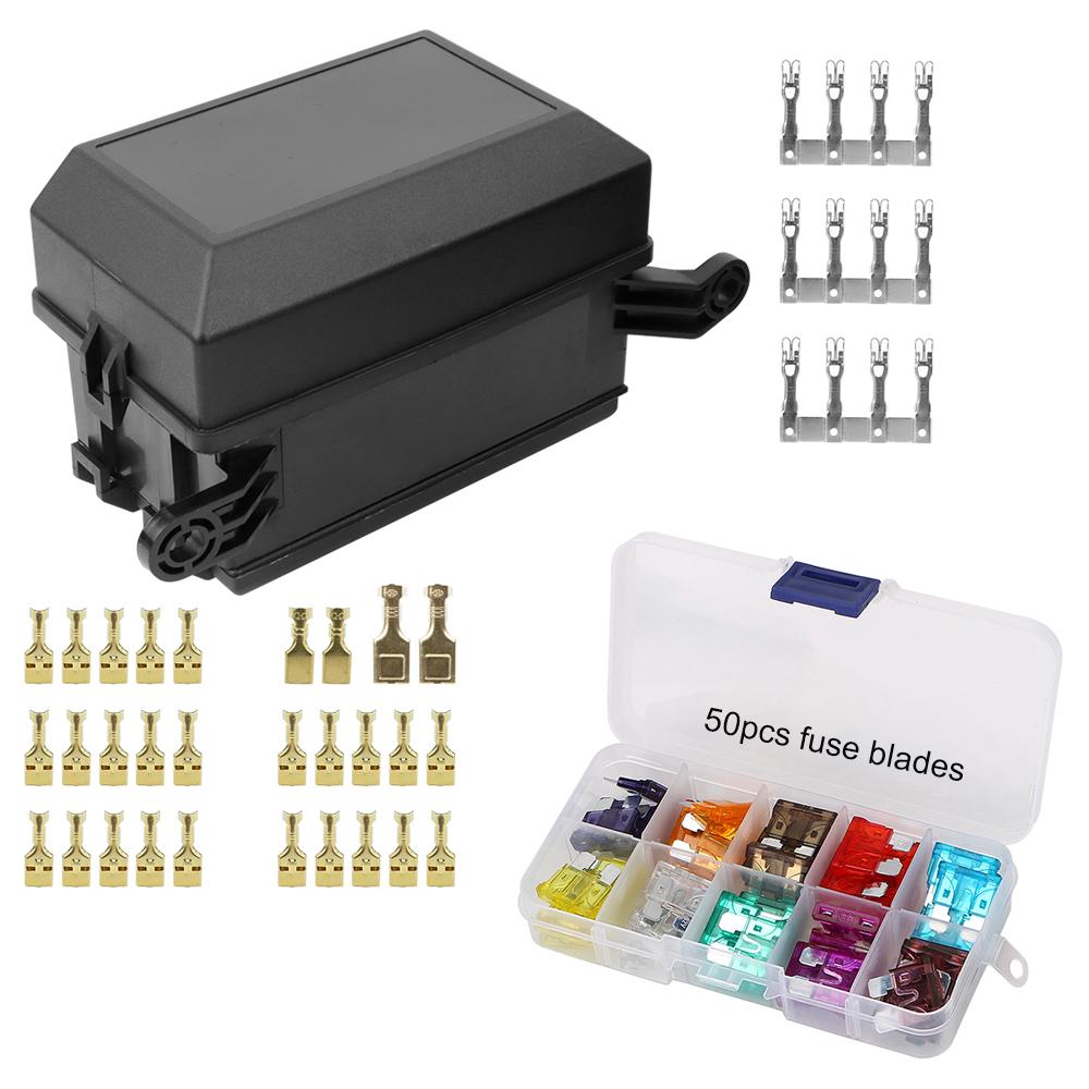 Коробка клемм автомобильных реле Предохранители-ножи 3А-40А 6-позиционная Защита цепи Автомобильные аксессуары Для автомобиля Грузовика Прицепа Лодки Морской
