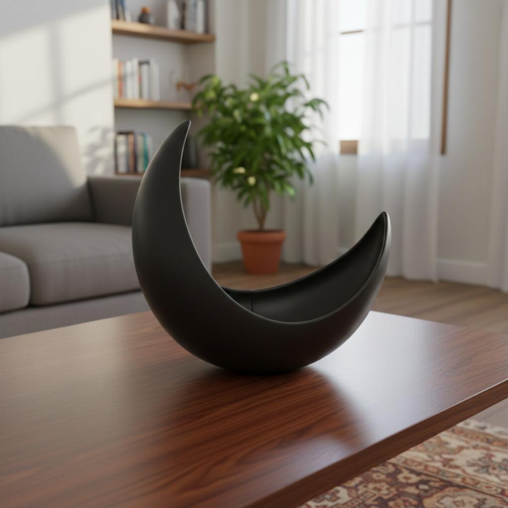 Moon flowerpot, large black decorative plant cover