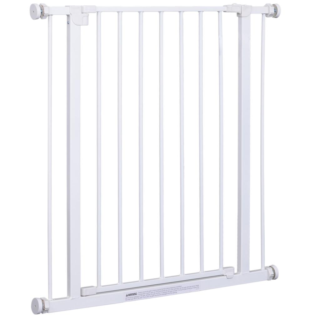 Expandable Pet Safety Gate Easy Installation with Pressure Mounts Heavy Duty Steel with a Powder Coated Finish White 76x76-82cm