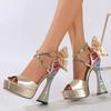 Sexy Narrow Band Butterfly-knot Square Toe Women's Sandals Fashion Design Platform Chunky High Heels Party Pumps Shoes