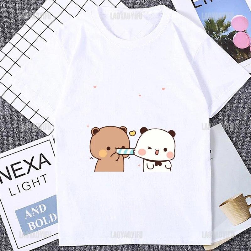 Kawaii аниме Bubu Dudu с принтом и графикой, модная одежда для пар, повседневная хипстерская футболка унисекс, уличная женская футболка в стиле Харадзюку