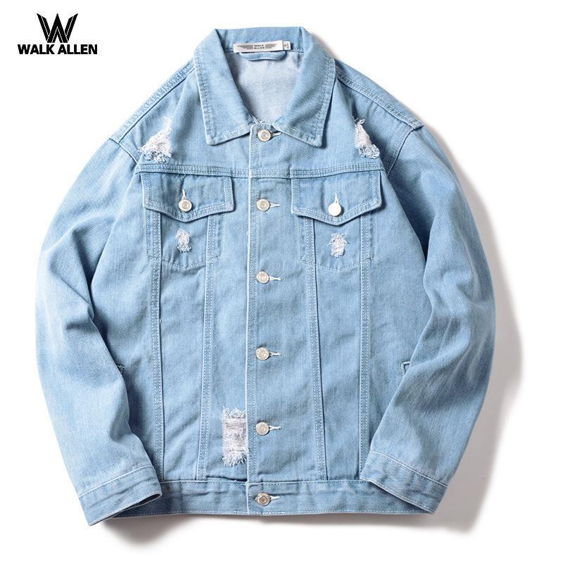 Spring Men's Ripped Denim Jacket - Korean Style, Casual and Trendy