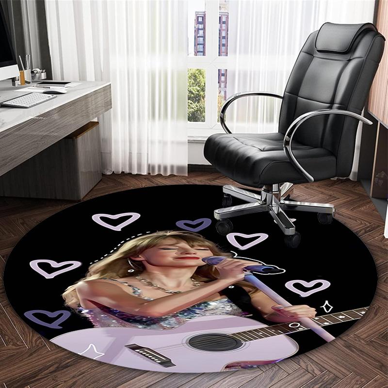 1pc Taylor Swift2 Print Round Carpet Chair Round Carpet Suitable for Bedroom Living Room Home Decorative Carpet