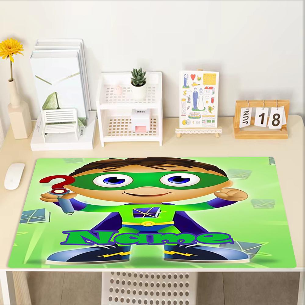 Custom Name Super Why Theme Mouse Pad, Non Slip Rubber Base, Multifunctional Office & Home Decor, Perfect for Workspace Personalization.