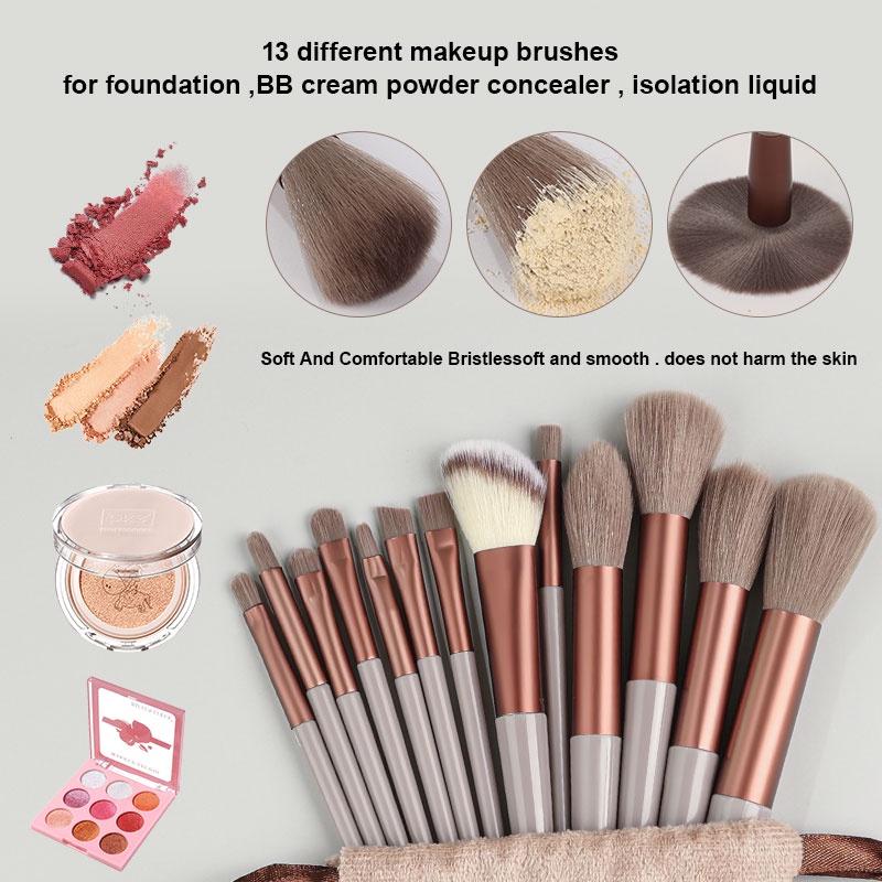 13 Makeup Brush Set Beginner Loose Powder Eyeshadow Lip Brush Foundation Concealer Blush Eyeshadow Brush Soft Hair Beauty Student Makeup Tool