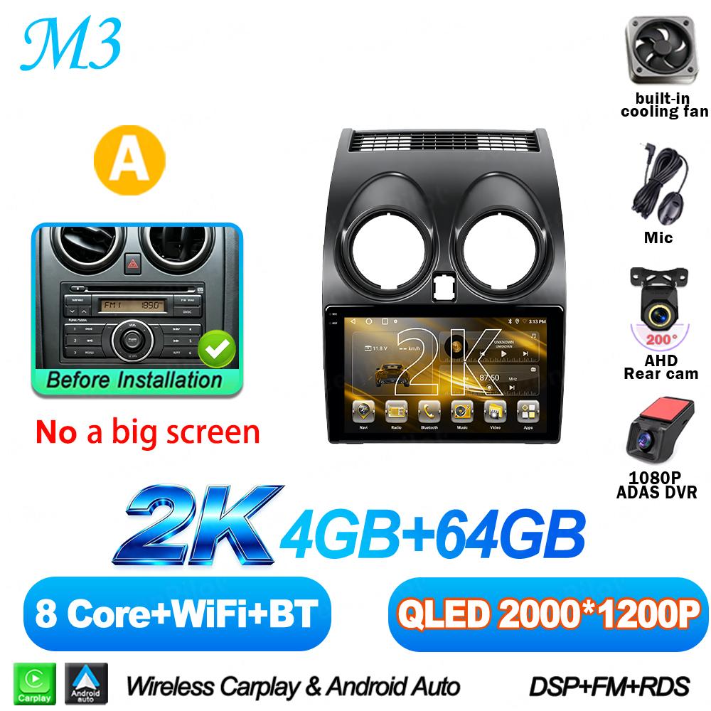9 Inch Android 16 For Nissan Qashqai J10 2006-2013 Car Radio Stereo Head Unit Multimedia Video Player 2K QLED 8 Core Mirror Link