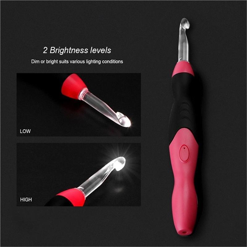 9 в 1 USB перезаряжаемые светящиеся крючки для вязания крючком DIY свитер вязальные спицы светодиодный набор швейных инструментов HMM