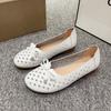 Мода 2025новый Весна ПУ Кожа Однотонные Полые Дышащие Туфли для мамы Удобные Круглый носок Модная Декорация бантом Женская обувь