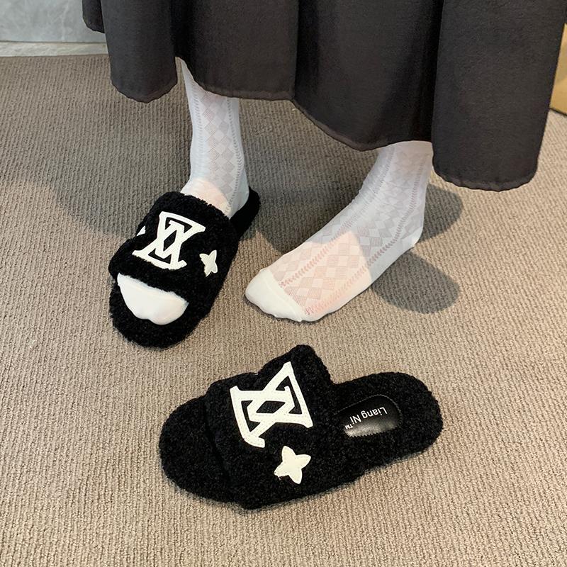 Мода 2025 Новые Популярные Женские Тапочки Вечеринка Плюшевые Летние Новые Самые Продаваемые Пушистые Домашние Туфли Меховые Шлепанцы Женские Слайды Меховая Обувь