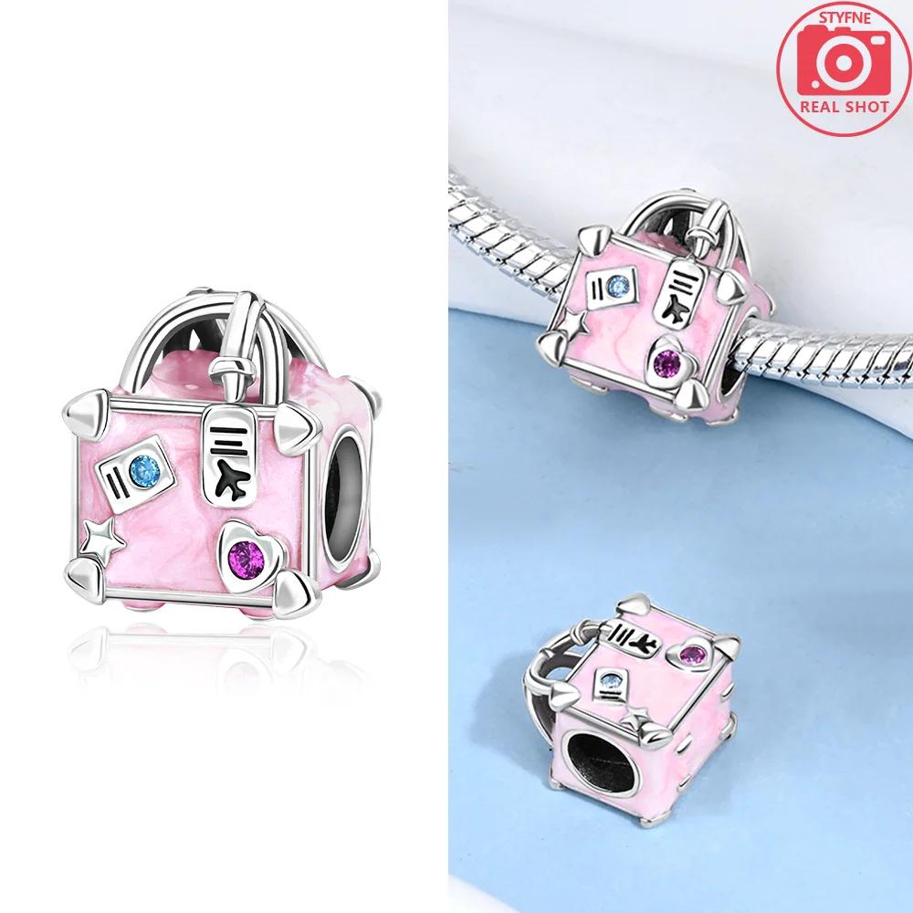 Copper Travel Series Suitcase Camera Airplane Hat Charms Fit Original Snake Chain Bracelet Diy For Women Jewelry Making Gift