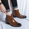 Модные роскошные дизайнерские ботинки для парикмахеров, модные кожаные ботинки для мужчин, зимние ботинки «Челси» с крокодиловым узором в итальянском стиле, деловые ботинки