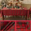 Christmas Plaid Tablecloth Rectangular Red Checkered Xmas Table Cover Vintage Washable Dining Table Cloth For Home Living Room Decoration