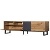 Television Stand Color Blocking TV Cabinet with Drawers Open Shelves Solid Console Wooden Legs Living Room Furniture Table