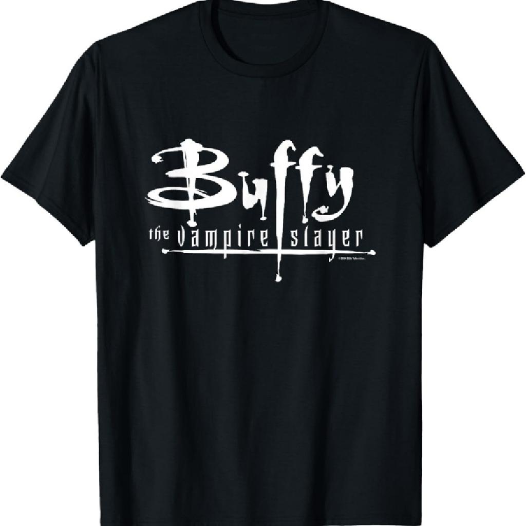 Buffy The Vampire Slayer Classic 90's TV White Text Logo T-Shirt