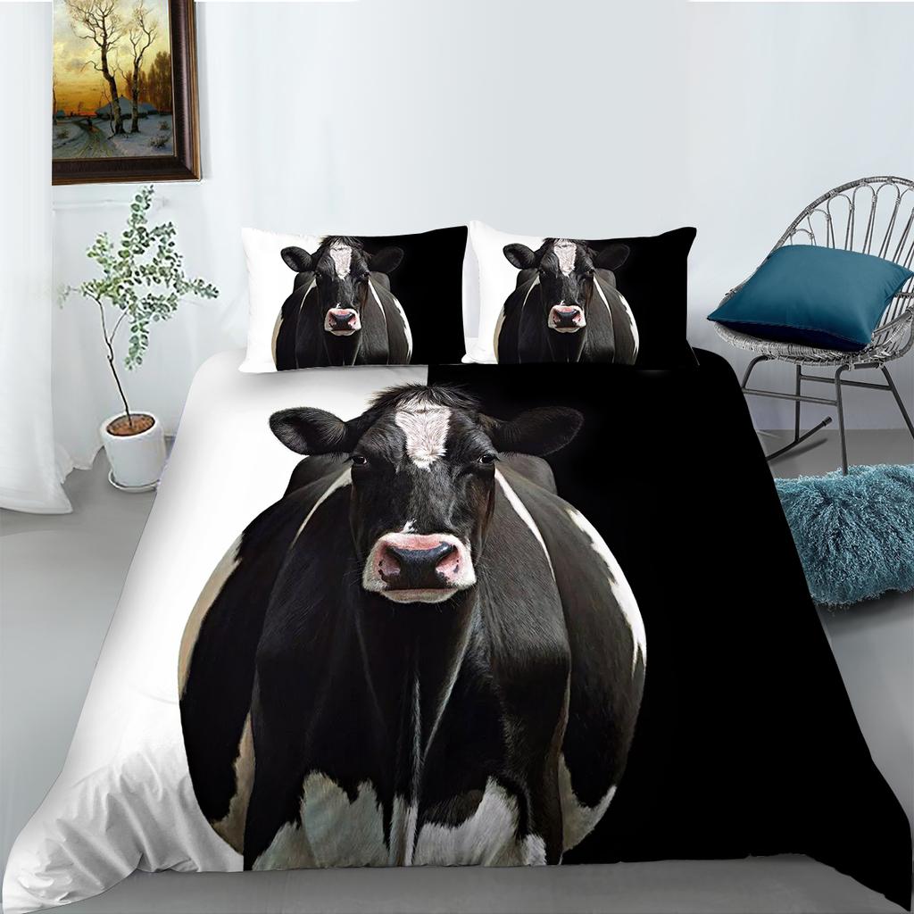 3D Cow Pattern Bedding Set Animal Print Quilt Cover Pillow Case Home Bedding Set AU/EU/US Full Size Single/Double Bed Home Decoration