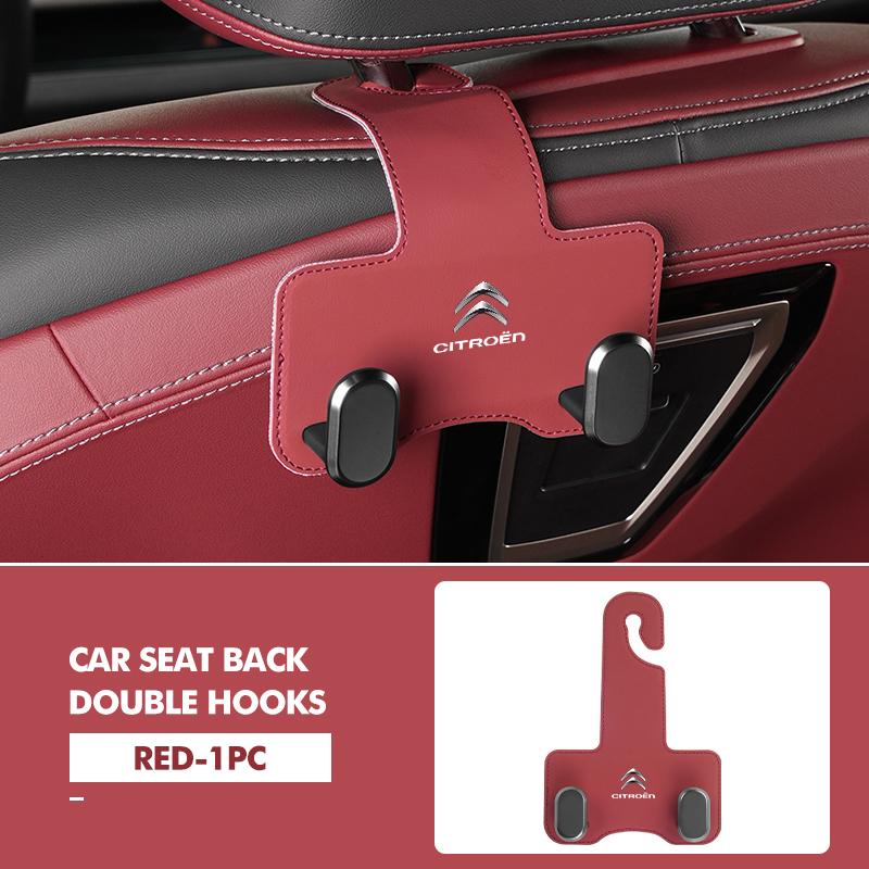 OCDK9 Car Rear Seat Double Head Storage Hook Headrest Hanger Clip For Citroen Jumper Celysee Cactus Picasso Aircross Saxo Grand