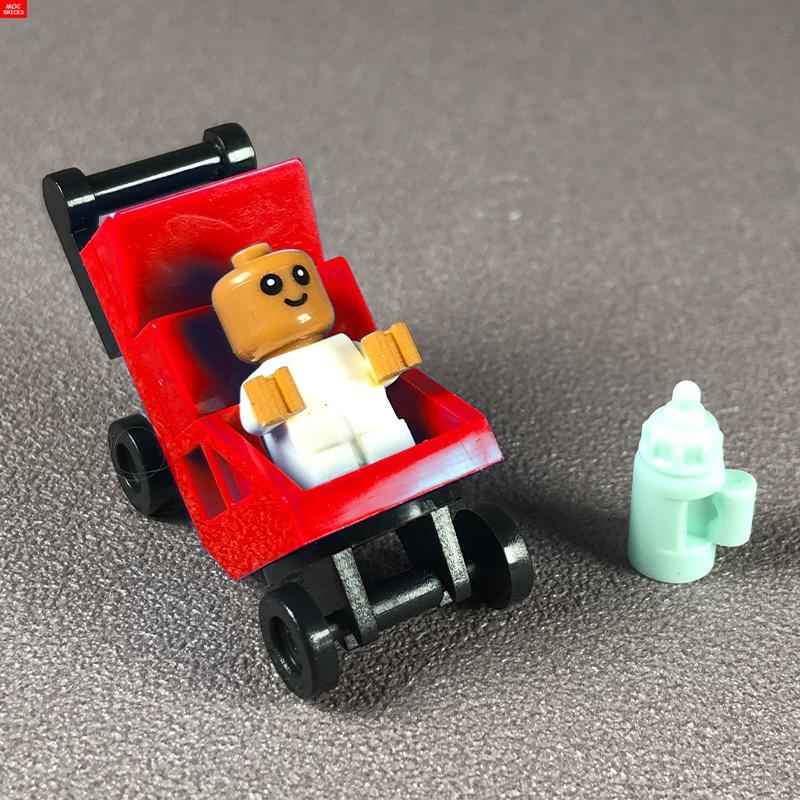 MOC Кубики Детская коляска люлька для младенцев подставка для бутылочки Обучающие Строительные Блоки Игрушки для Детей Девочек Подарок