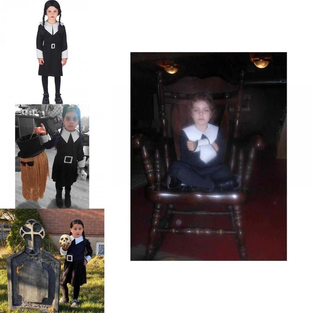 Семейка Аддамс Среда Черное Платье Готический Костюм Для Детей Возраста 3-12 лет