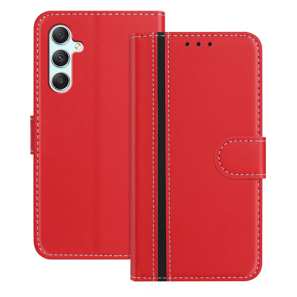 For Samsung Galaxy A34 5G Phone Cases Wallet Stand Color Splicing Leather Cover with Magnetic Clasp