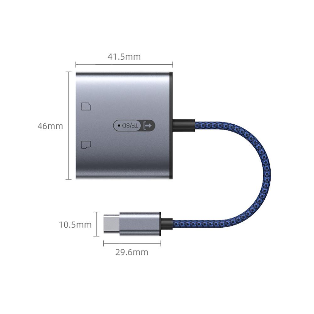 Новый 1 шт. Новый тип C 2-в-1 кардридер подходит для SD и TF Высокая скорость передачи данных