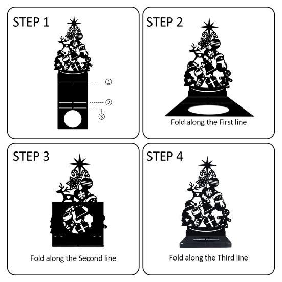 Christmas Shadow Candle Holder Funny Metal Tree Shaped Shadow Candle Stand Tabletop Decorative Tea Light Holder for Fireplace Dining Table Decor