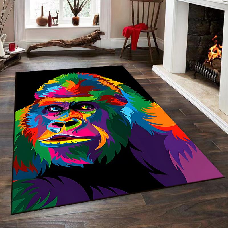 Colorful Gorilla Pop Art Design Rug Non-slip rug suitable for living room and bedroom sofas