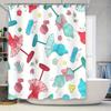 Colorful Sewing Pattern Shower Curtain With Pincushion And Needles Washable Fabric Waterproof Liner For Bathroom Decorations