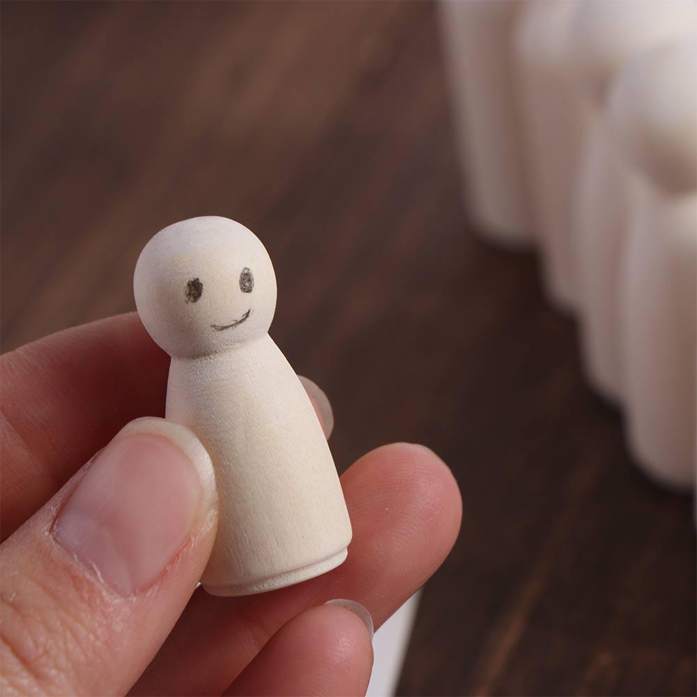 Wood Male Female Puppets Handmade Unpainted Figures Wedding Decoration Wooden Peg Doll Wood Crafts