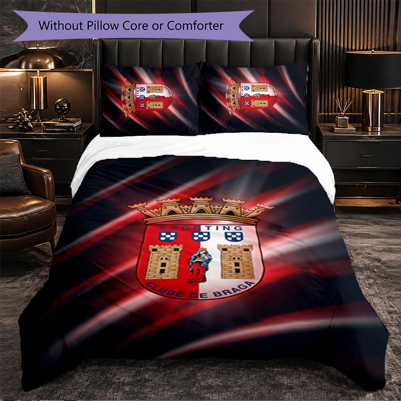 Braga FC Themed Bedding 3Pcs Duvet Cover Set Decorative Bed Linen For Teen Room Home Decoration