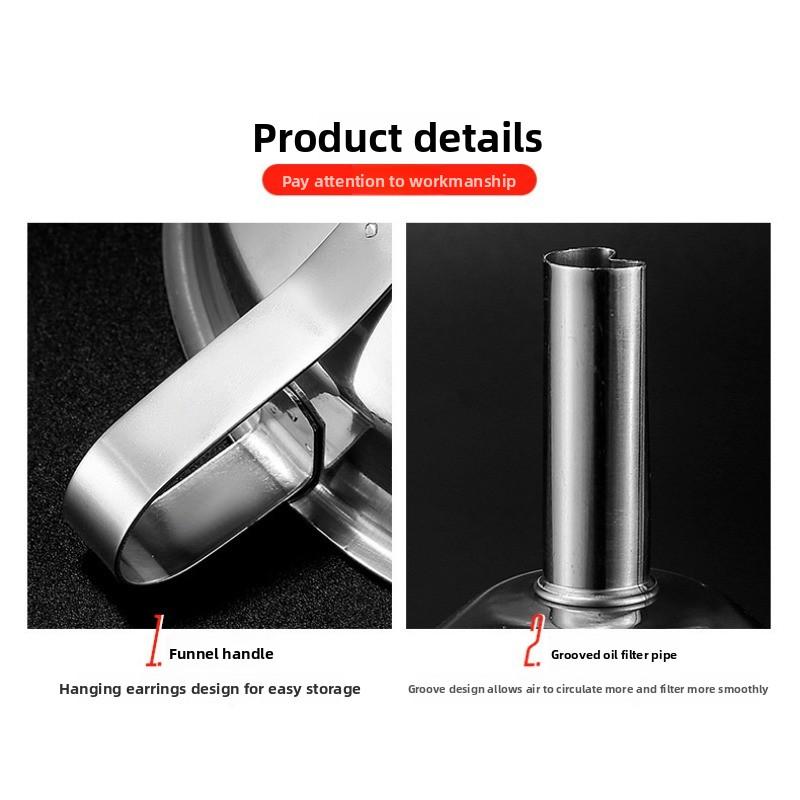 Stainless Steel Funnel 304 Kitchen Pouring Oil Funnel Filter Liquid Stainless Steel Oil Funnel Household Wine Funnel Large Calibre
