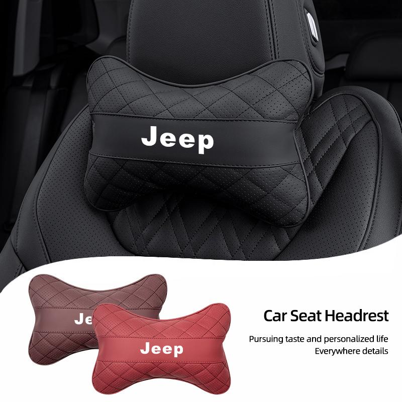 1Pcs Car Seat Neck Pillow Headrest Auto Accessories For Jeep Grand Cherokee Wrangler JK Gladiator Compass Renegade Patriot Liber AKZ1
